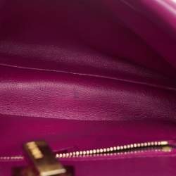 Pre Owned Fendi Fuchsia Leather Mini Peekaboo Top Handle Bag