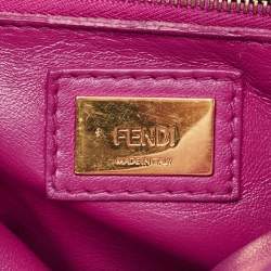 Pre Owned Fendi Fuchsia Leather Mini Peekaboo Top Handle Bag