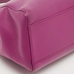 Pre Owned Fendi Fuchsia Leather Mini Peekaboo Top Handle Bag