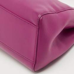Pre Owned Fendi Fuchsia Leather Mini Peekaboo Top Handle Bag
