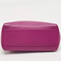 Pre Owned Fendi Fuchsia Leather Mini Peekaboo Top Handle Bag