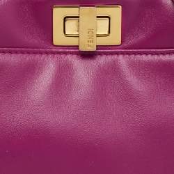 Pre Owned Fendi Fuchsia Leather Mini Peekaboo Top Handle Bag