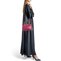 Pre Owned Fendi Fuchsia Leather Mini Peekaboo Top Handle Bag