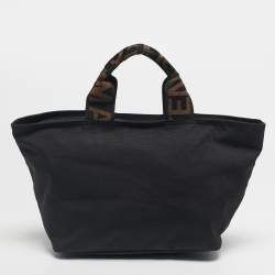 Pre Owned Fendi Black/Brown Canvas Logo Tote