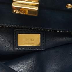 Pre Owned Fendi Black Leather Mini Peekaboo Top Handle Bag