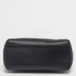 Pre Owned Fendi Black Leather Mini Peekaboo Top Handle Bag