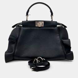 Pre Owned Fendi Black Leather Peekaboo Mini
