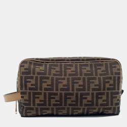 Pre Owned Fendi Brown Fabric Toiletry Pouch