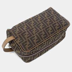 Pre Owned Fendi Brown Fabric Toiletry Pouch
