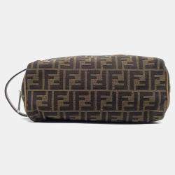 Pre Owned Fendi Brown Fabric Toiletry Pouch