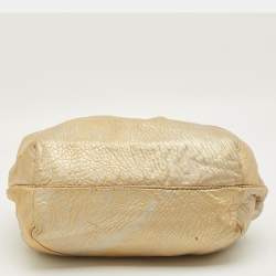Pre Owned Fendi Gold Textured Leather Spy Hobo