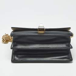 Pre Owned Fendi Black/Brown Zucca Leather Small Kan I Chain Shoulder Bag