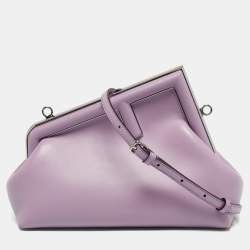 Pre Owned Fendi Lilac Leather Small Fendi First Clutch Bag