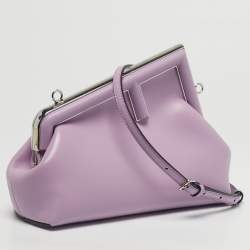 Pre Owned Fendi Lilac Leather Small Fendi First Clutch Bag