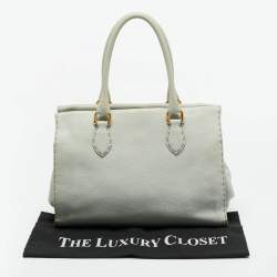 Pre Owned Fendi Mint Green Selleria Leather Firenze Frame Tote