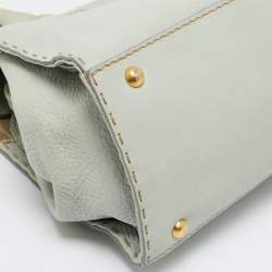 Pre Owned Fendi Mint Green Selleria Leather Firenze Frame Tote