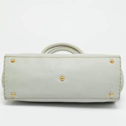 Pre Owned Fendi Mint Green Selleria Leather Firenze Frame Tote