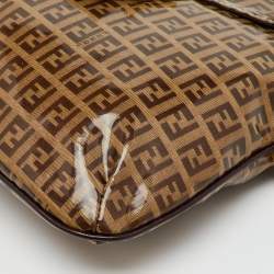 Pre Owned Fendi Brown Zucchino Coated Canvas Mama Baguette Bag