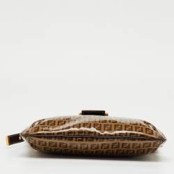 Pre Owned Fendi Brown Zucchino Coated Canvas Mama Baguette Bag