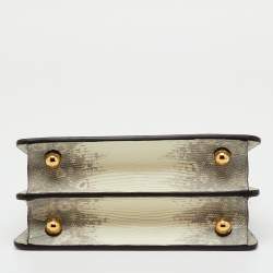 Pre Owned Fendi Grey/White Lizard Peekaboo ISeeU Petite Top Handle Bag