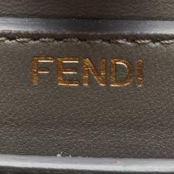 Pre Owned Fendi Grey/White Lizard Peekaboo ISeeU Petite Top Handle Bag