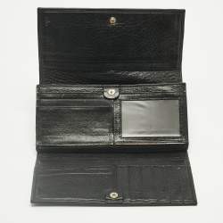 Pre Owned Fendi Black Zucca Fabric and Leather Logo Trifold Continental Wallet