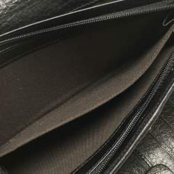 Pre Owned Fendi Black Zucca Fabric and Leather Logo Trifold Continental Wallet