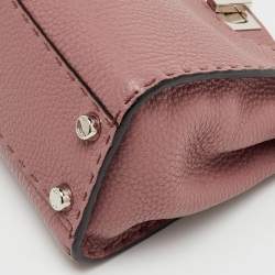 Pre Owned Fendi Old Rose Pink Leather Mini Peekaboo Top Handle Bag