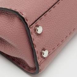 Pre Owned Fendi Old Rose Pink Leather Mini Peekaboo Top Handle Bag