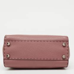 Pre Owned Fendi Old Rose Pink Leather Mini Peekaboo Top Handle Bag