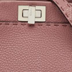 Pre Owned Fendi Old Rose Pink Leather Mini Peekaboo Top Handle Bag