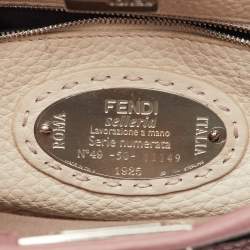 Pre Owned Fendi Old Rose Pink Leather Mini Peekaboo Top Handle Bag
