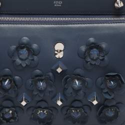 Pre Owned Fendi Blue Leather Dotcom Top Handle Bag