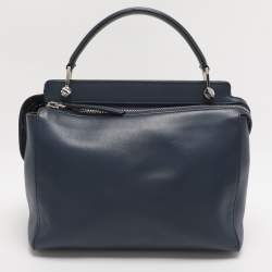 Pre Owned Fendi Blue Leather Dotcom Top Handle Bag