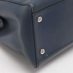 Pre Owned Fendi Blue Leather Dotcom Top Handle Bag