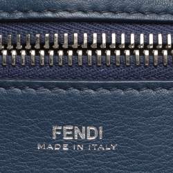 Pre Owned Fendi Blue Leather Dotcom Top Handle Bag