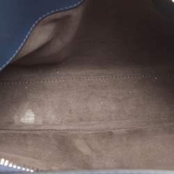 Pre Owned Fendi Blue Leather Dotcom Top Handle Bag