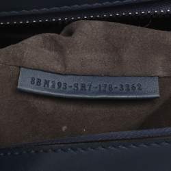 Pre Owned Fendi Blue Leather Dotcom Top Handle Bag