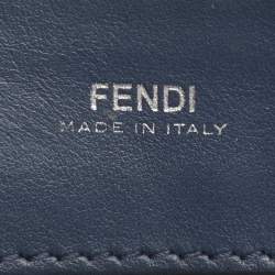 Pre Owned Fendi Blue Leather Dotcom Top Handle Bag