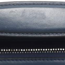 Pre Owned Fendi Blue Leather Dotcom Top Handle Bag