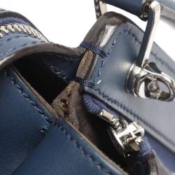 Pre Owned Fendi Blue Leather Dotcom Top Handle Bag