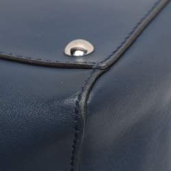 Pre Owned Fendi Blue Leather Dotcom Top Handle Bag