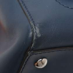 Pre Owned Fendi Blue Leather Dotcom Top Handle Bag