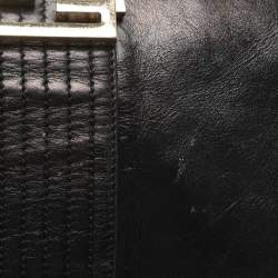 Pre Owned Fendi Black Leather Maxi Baguette Flap Shoulder Bag