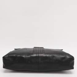 Pre Owned Fendi Black Leather Maxi Baguette Flap Shoulder Bag