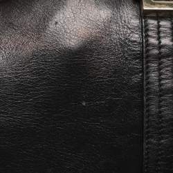 Pre Owned Fendi Black Leather Maxi Baguette Flap Shoulder Bag