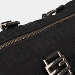 Pre Owned Fendi Black Canvas Zucchino Handbag