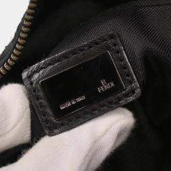 Pre Owned Fendi Black Canvas Zucchino Handbag