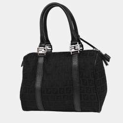 Pre Owned Fendi Black Canvas Zucchino Handbag