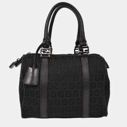 Pre Owned Fendi Black Canvas Zucchino Handbag